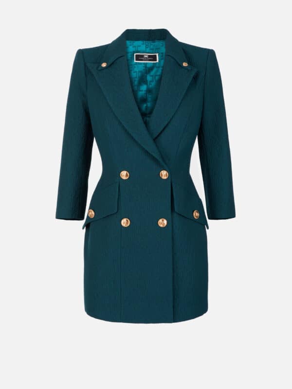 Coat dress with lapel and logo buttons